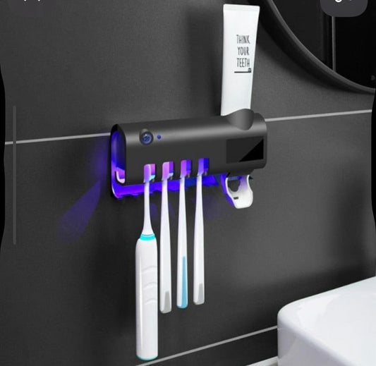 Distributeur de dentifrice électrique avec stérilisateur UV et support pour brosses à dents