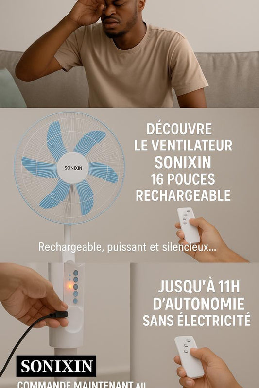Ventilateur Mural Sonixin 16″ avec Télécommande – 3 Vitesses, Ultra Silencieux